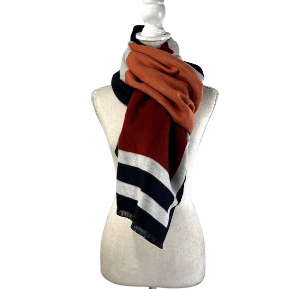 H&M Wide Wrap Scarf Colorblock Vegan Woven Blanket - Picture 3 of 8